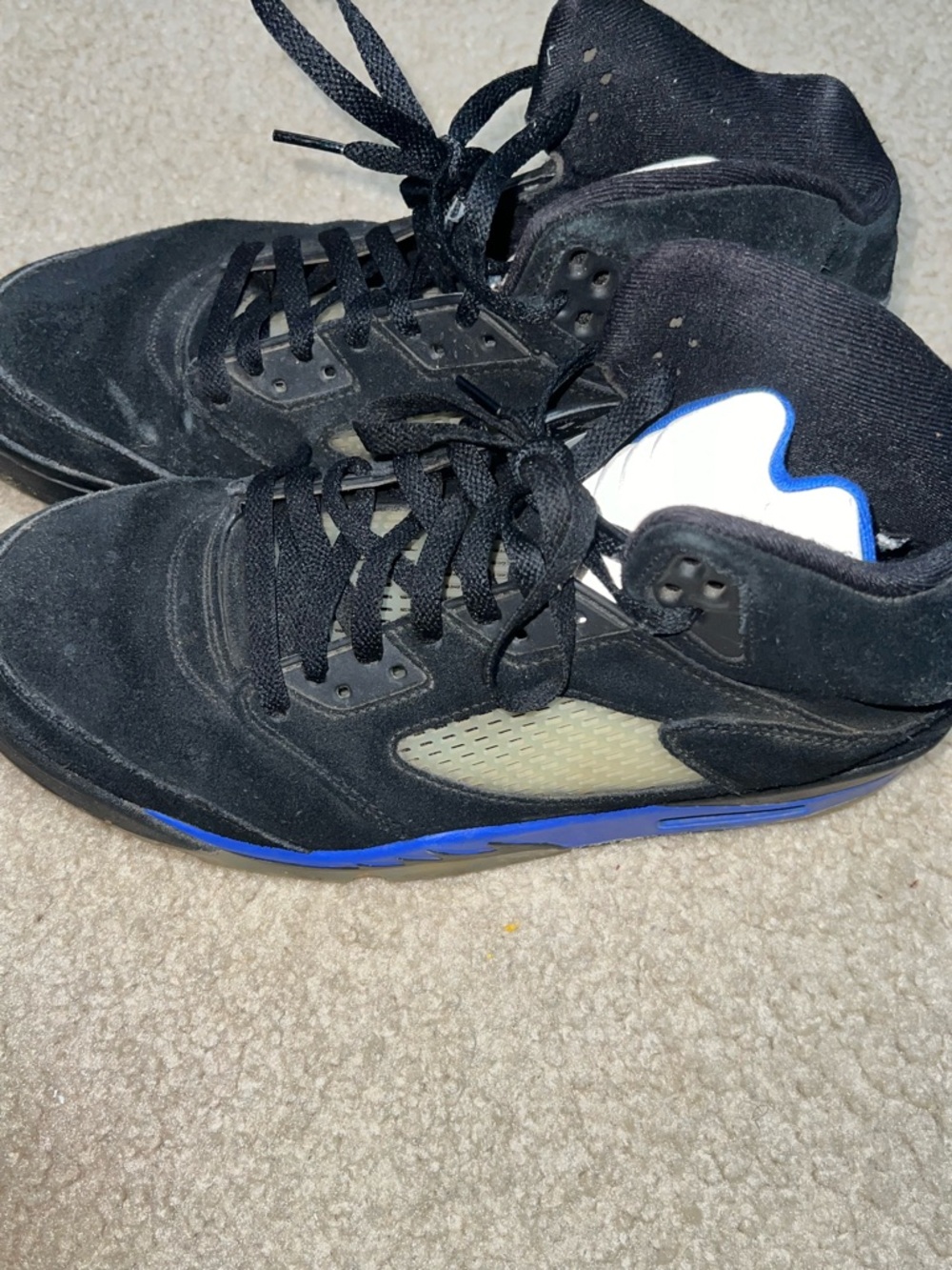 Nike Black Suede High-Top Sneakers with Blue Accents